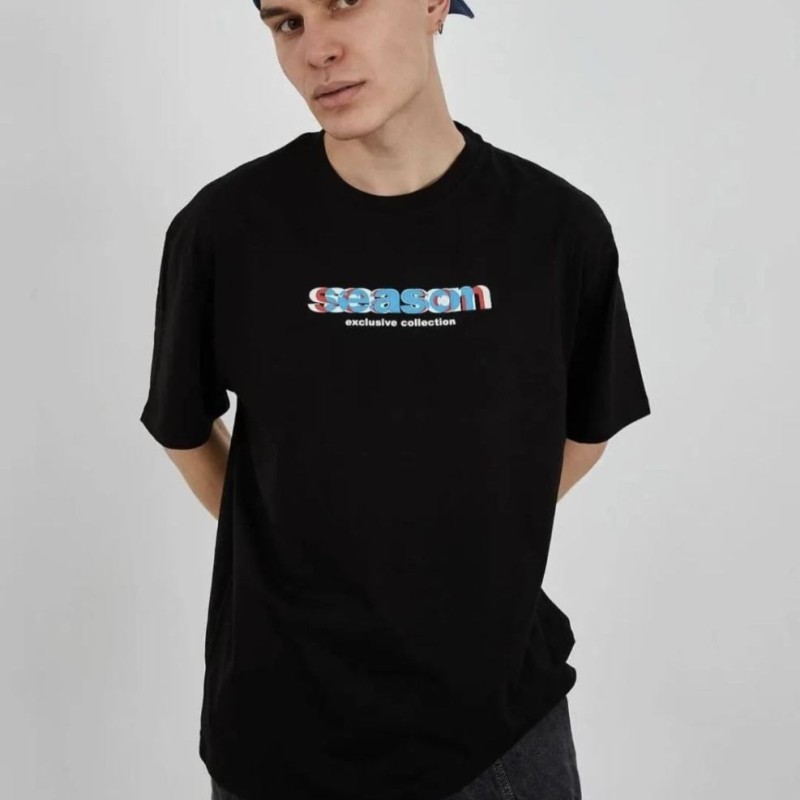 Erkek Kısa Kol Yazlık Tişört Bisiklet Yaka Baskılı Oversize T-Shirt - Siyah Erkek Kısa Kol Yazlık Tişört Bisiklet Yaka Baskılı Oversize T-Shirt - Siyah