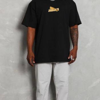 Erkek Kısa Kol Yazlık Tişört Bisiklet Yaka Baskılı Oversize T-Shirt - Siyah Erkek Kısa Kol Yazlık Tişört Bisiklet Yaka Baskılı Oversize T-Shirt - Siyah