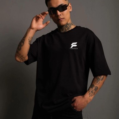 Erkek Kısa Kol Yazlık Tişört Bisiklet Yaka Baskılı Oversize T-Shirt - Siyah Erkek Kısa Kol Yazlık Tişört Bisiklet Yaka Baskılı Oversize T-Shirt - Siyah