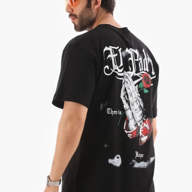 Erkek Kısa Kol Yazlık Tişört Bisiklet Yaka Baskılı Oversize T-Shirt - Siyah Erkek Kısa Kol Yazlık Tişört Bisiklet Yaka Baskılı Oversize T-Shirt - Siyah