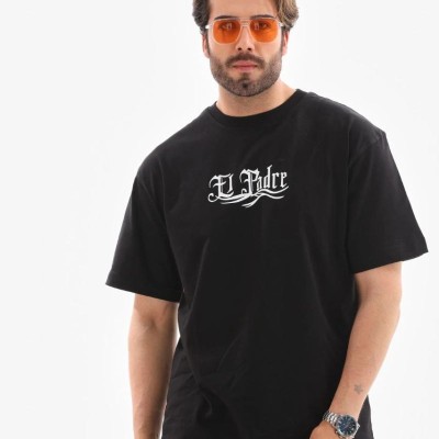 Erkek Kısa Kol Yazlık Tişört Bisiklet Yaka Baskılı Oversize T-Shirt - Siyah Erkek Kısa Kol Yazlık Tişört Bisiklet Yaka Baskılı Oversize T-Shirt - Siyah