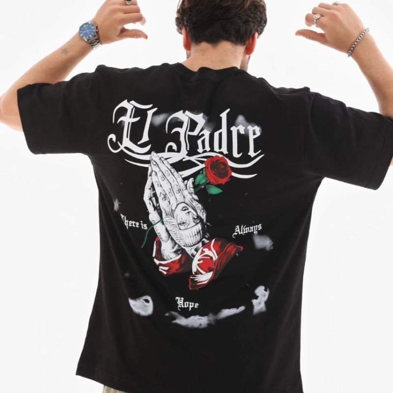 Erkek Kısa Kol Yazlık Tişört Bisiklet Yaka Baskılı Oversize T-Shirt - Siyah Erkek Kısa Kol Yazlık Tişört Bisiklet Yaka Baskılı Oversize T-Shirt - Siyah