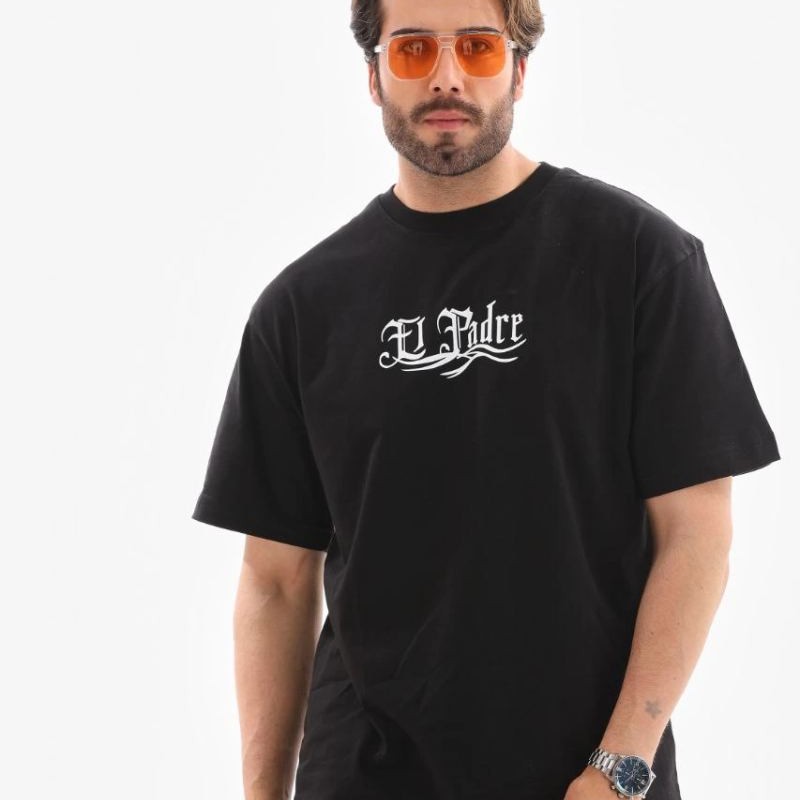Erkek Kısa Kol Yazlık Tişört Bisiklet Yaka Baskılı Oversize T-Shirt - Siyah Erkek Kısa Kol Yazlık Tişört Bisiklet Yaka Baskılı Oversize T-Shirt - Siyah