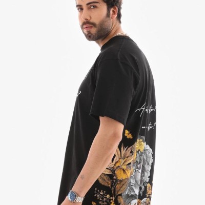 Erkek Kısa Kol Yazlık Tişört Bisiklet Yaka Baskılı Oversize T-Shirt - Siyah Erkek Kısa Kol Yazlık Tişört Bisiklet Yaka Baskılı Oversize T-Shirt - Siyah