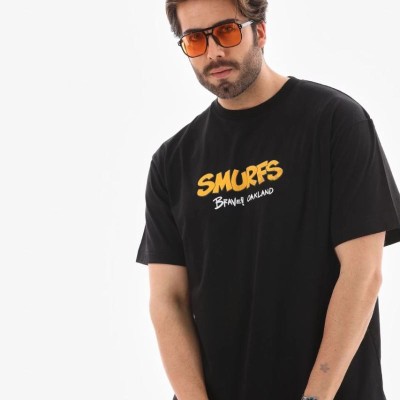 Erkek Kısa Kol Yazlık Tişört Bisiklet Yaka Baskılı Oversize T-Shirt - Siyah Erkek Kısa Kol Yazlık Tişört Bisiklet Yaka Baskılı Oversize T-Shirt - Siyah