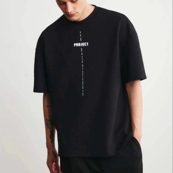 Erkek Kısa Kol Yazlık Tişört Bisiklet Yaka Baskılı Oversize T-Shirt - Siyah Erkek Kısa Kol Yazlık Tişört Bisiklet Yaka Baskılı Oversize T-Shirt - Siyah