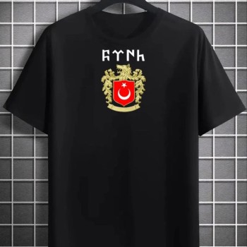 Erkek Kısa Kol Yazlık Tişört Bisiklet Yaka Baskılı Oversize T-Shirt - Siyah