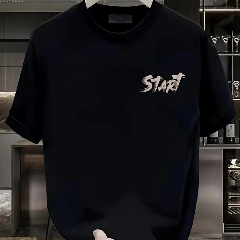 Erkek Kısa Kol Yazlık Tişört Bisiklet Yaka Baskılı Oversize T-Shirt - Siyah Erkek Kısa Kol Yazlık Tişört Bisiklet Yaka Baskılı Oversize T-Shirt - Siyah