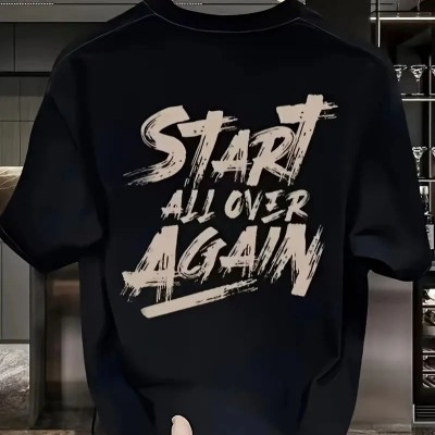 Erkek Kısa Kol Yazlık Tişört Bisiklet Yaka Baskılı Oversize T-Shirt - Siyah Erkek Kısa Kol Yazlık Tişört Bisiklet Yaka Baskılı Oversize T-Shirt - Siyah