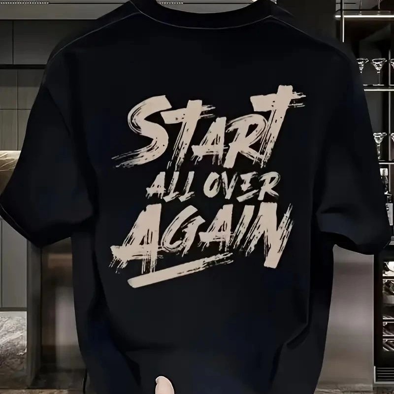 Erkek Kısa Kol Yazlık Tişört Bisiklet Yaka Baskılı Oversize T-Shirt - Siyah Erkek Kısa Kol Yazlık Tişört Bisiklet Yaka Baskılı Oversize T-Shirt - Siyah