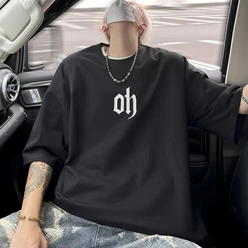 Erkek Kısa Kol Yazlık Tişört Bisiklet Yaka Baskılı Oversize T-Shirt - Siyah Erkek Kısa Kol Yazlık Tişört Bisiklet Yaka Baskılı Oversize T-Shirt - Siyah