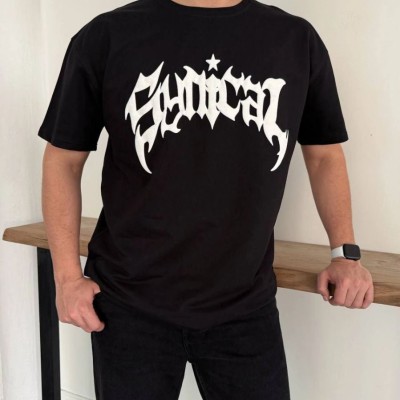 Erkek Kısa Kol Yazlık Tişört Bisiklet Yaka Baskılı Oversize T-Shirt - Siyah Erkek Kısa Kol Yazlık Tişört Bisiklet Yaka Baskılı Oversize T-Shirt - Siyah