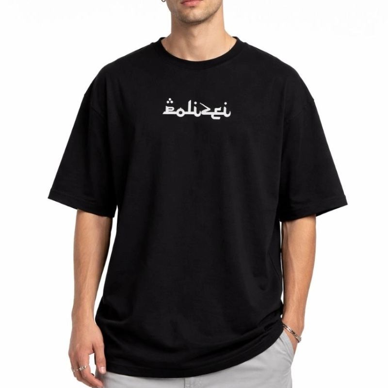 Erkek Kısa Kol Yazlık Tişört Bisiklet Yaka Baskılı Oversize T-Shirt - Siyah Erkek Kısa Kol Yazlık Tişört Bisiklet Yaka Baskılı Oversize T-Shirt - Siyah