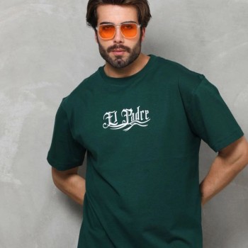 Erkek Kısa Kol Yazlık Tişört Bisiklet Yaka Baskılı Oversize T-Shirt - Yeşil Erkek Kısa Kol Yazlık Tişört Bisiklet Yaka Baskılı Oversize T-Shirt - Yeşil