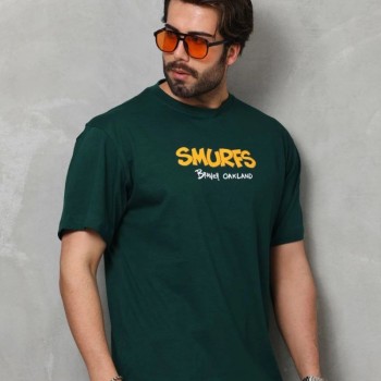 Erkek Kısa Kol Yazlık Tişört Bisiklet Yaka Baskılı Oversize T-Shirt - Yeşil Erkek Kısa Kol Yazlık Tişört Bisiklet Yaka Baskılı Oversize T-Shirt - Yeşil