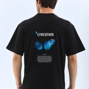 Erkek Kısa Kol Yazlık Tişört Bisiklet Yaka KELEBEK Baskılı T-Shirt - Siyah Erkek Kısa Kol Yazlık Tişört Bisiklet Yaka KELEBEK Baskılı T-Shirt - Siyah