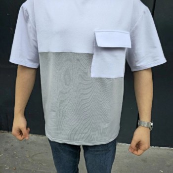 Erkek Kısa Kol Yazlık Tişört Torba Cepli Parçalı T-Shirt - Gri Erkek Kısa Kol Yazlık Tişört Torba Cepli Parçalı T-Shirt - Gri