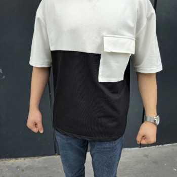 Erkek Kısa Kol Yazlık Tişört Torba Cepli Parçalı T-Shirt - Siyah Erkek Kısa Kol Yazlık Tişört Torba Cepli Parçalı T-Shirt - Siyah