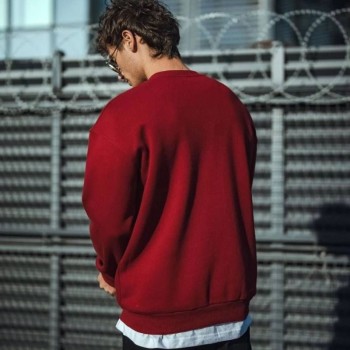 Erkek Kışlık Bisiklet Yaka Üç İplik Basic SweatShirt - Bordo