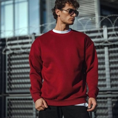 Erkek Kışlık Bisiklet Yaka Üç İplik Basic SweatShirt - Bordo Erkek Kışlık Bisiklet Yaka Üç İplik Basic SweatShirt - Bordo