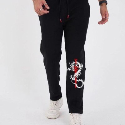 Erkek Kışlık Üç İplik Baskılı Eşofman Pantolon - Siyah Erkek Kışlık Üç İplik Baskılı Eşofman Pantolon - Siyah