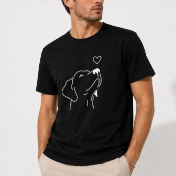 Erkek Köpek Figürlü Minimal Baskılı Tişört Kısa Kol Yazlık T-Shirt - Siyah Erkek Köpek Figürlü Minimal Baskılı Tişört Kısa Kol Yazlık T-Shirt - Siyah