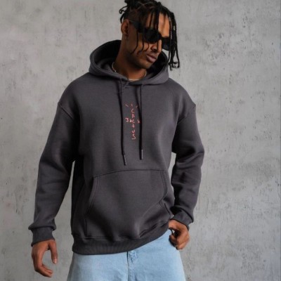 Erkek Kordonlu Arka Maske Kordon Saçlı 3 iplik pamuklu Kapüşonlu sweatshirt - Füme Erkek Kordonlu Arka Maske Kordon Saçlı 3 iplik pamuklu Kapüşonlu sweatshirt - Füme