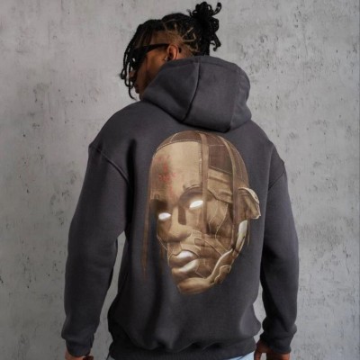 Erkek Kordonlu Arka Maske Kordon Saçlı 3 iplik pamuklu Kapüşonlu sweatshirt - Füme Erkek Kordonlu Arka Maske Kordon Saçlı 3 iplik pamuklu Kapüşonlu sweatshirt - Füme