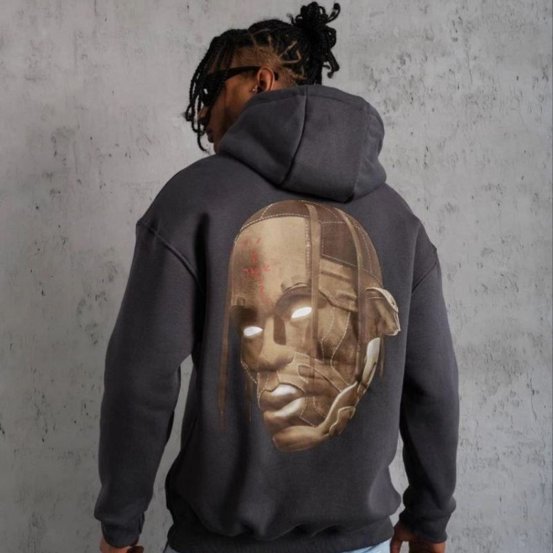 Erkek Kordonlu Arka Maske Kordon Saçlı 3 iplik pamuklu Kapüşonlu sweatshirt - Füme Erkek Kordonlu Arka Maske Kordon Saçlı 3 iplik pamuklu Kapüşonlu sweatshirt - Füme