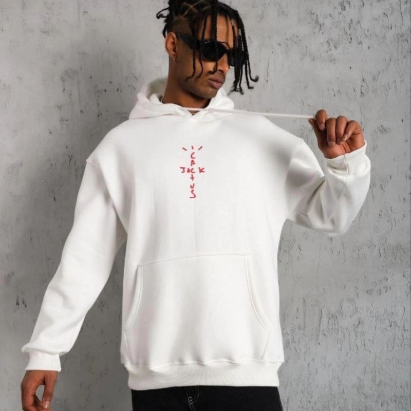 Erkek Kordonlu Arka Maske Kordon Saçlı Kapüşonlu sweatshirt hoodie - Beyaz Erkek Kordonlu Arka Maske Kordon Saçlı Kapüşonlu sweatshirt hoodie - Beyaz