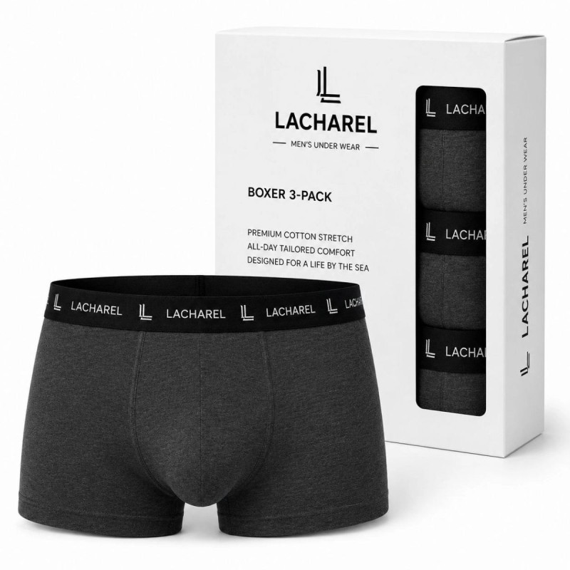 Erkek Likralı Pamuklu Nefes Alan Penye Boxer 3'lü Paket - Füme