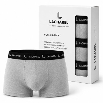 Erkek Likralı Pamuklu Nefes Alan Penye Boxer 3'lü Paket - Gri
