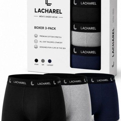 Erkek Likralı Pamuklu Nefes Alan Penye Boxer 3'lü Paket - Siyah - Gri - Lacivert