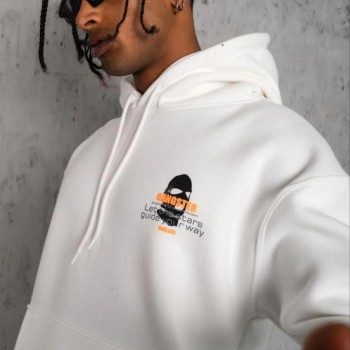 Erkek Maske Baskılı 3 iplik pamuklu Kapüşonlu Sweatshirt hoodie - Beyaz Erkek Maske Baskılı 3 iplik pamuklu Kapüşonlu Sweatshirt hoodie - Beyaz