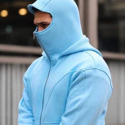 Erkek Maskeli Ninja Model Çift Kapüşonlu 3 İplik Şardonlu Fermuarlı Sweatshirt - Bebek Mavisi Erkek Maskeli Ninja Model Çift Kapüşonlu 3 İplik Şardonlu Fermuarlı Sweatshirt - Bebek Mavisi