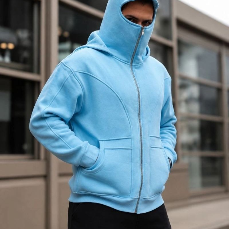 Erkek Maskeli Ninja Model Çift Kapüşonlu 3 İplik Şardonlu Fermuarlı Sweatshirt - Bebek Mavisi Erkek Maskeli Ninja Model Çift Kapüşonlu 3 İplik Şardonlu Fermuarlı Sweatshirt - Bebek Mavisi
