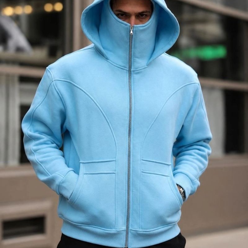 Erkek Maskeli Ninja Model Çift Kapüşonlu 3 İplik Şardonlu Fermuarlı Sweatshirt - Bebek Mavisi Erkek Maskeli Ninja Model Çift Kapüşonlu 3 İplik Şardonlu Fermuarlı Sweatshirt - Bebek Mavisi