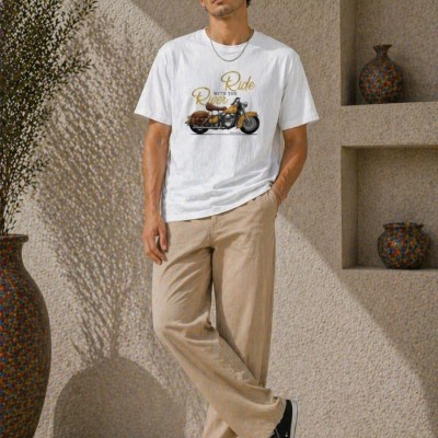 Erkek Motosiklet Baskılı Tişört Bisiklet Yaka Kısa Kol Yazlık T-Shirt - Beyaz Erkek Motosiklet Baskılı Tişört Bisiklet Yaka Kısa Kol Yazlık T-Shirt - Beyaz