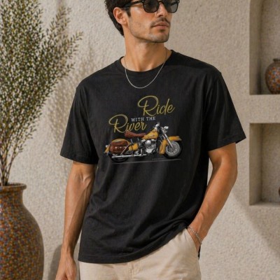 Erkek Motosiklet Baskılı Tişört Bisiklet Yaka Kısa Kol Yazlık T-Shirt - Siyah Erkek Motosiklet Baskılı Tişört Bisiklet Yaka Kısa Kol Yazlık T-Shirt - Siyah