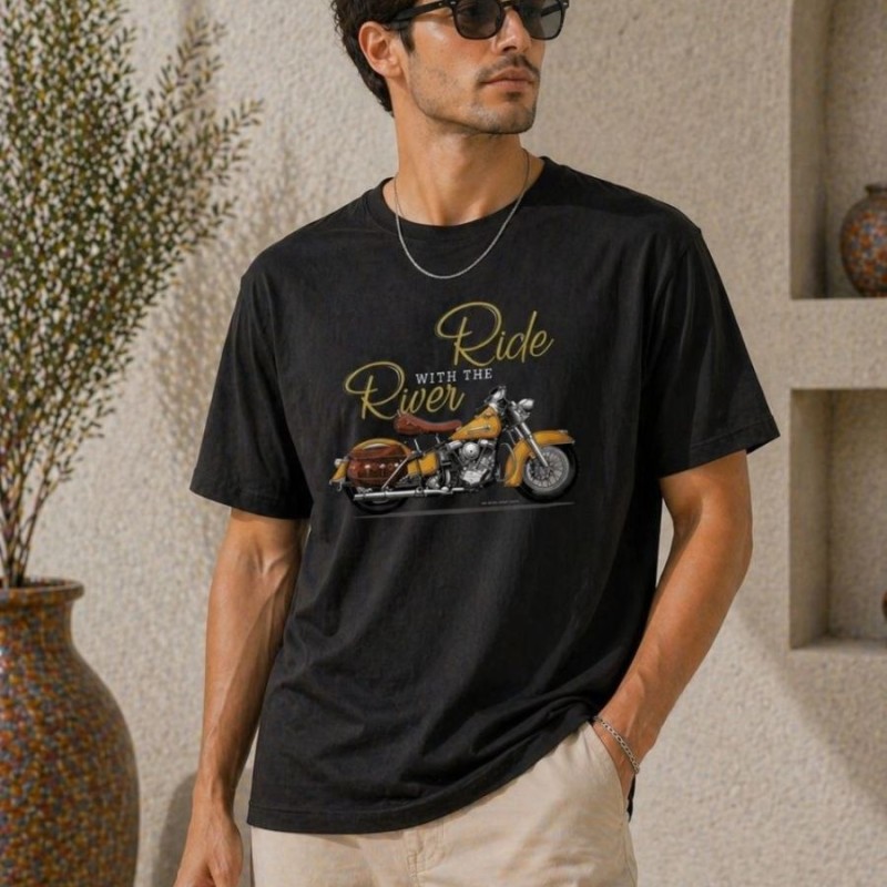 Erkek Motosiklet Baskılı Tişört Bisiklet Yaka Kısa Kol Yazlık T-Shirt - Siyah Erkek Motosiklet Baskılı Tişört Bisiklet Yaka Kısa Kol Yazlık T-Shirt - Siyah