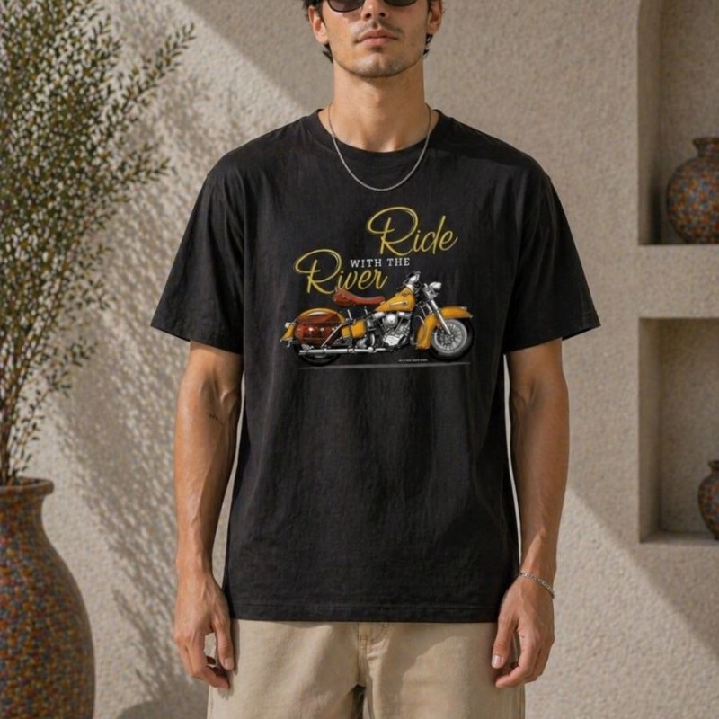 Erkek Motosiklet Baskılı Tişört Bisiklet Yaka Kısa Kol Yazlık T-Shirt - Siyah Erkek Motosiklet Baskılı Tişört Bisiklet Yaka Kısa Kol Yazlık T-Shirt - Siyah