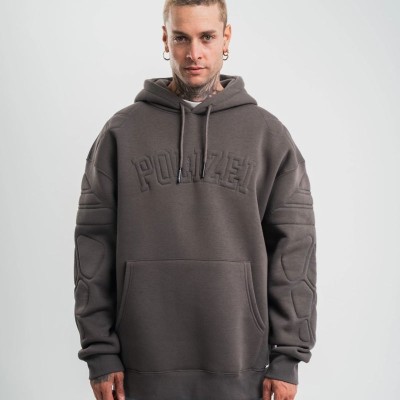 Erkek Nakışlı Kapüşonlu Oversize 3 İplik Pamuklu SweatShirt Hoodie - Füme Erkek Nakışlı Kapüşonlu Oversize 3 İplik Pamuklu SweatShirt Hoodie - Füme