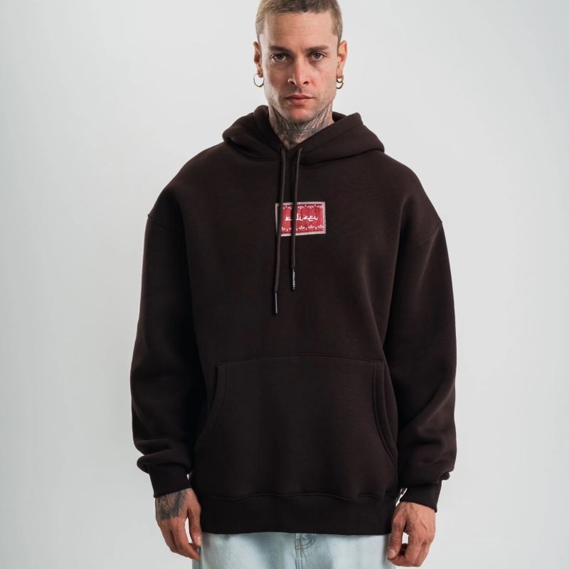 Erkek Nakışlı Kapüşonlu Oversize 3 İplik Pamuklu SweatShirt Hoodie - Siyah Erkek Nakışlı Kapüşonlu Oversize 3 İplik Pamuklu SweatShirt Hoodie - Siyah