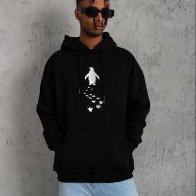 Erkek Nihilist Penguen Baskılı 3 İplik Pamuklu Kapüşonlu Sweatshirt Hoodie Siyah Erkek Nihilist Penguen Baskılı 3 İplik Pamuklu Kapüşonlu Sweatshirt Hoodie Siyah