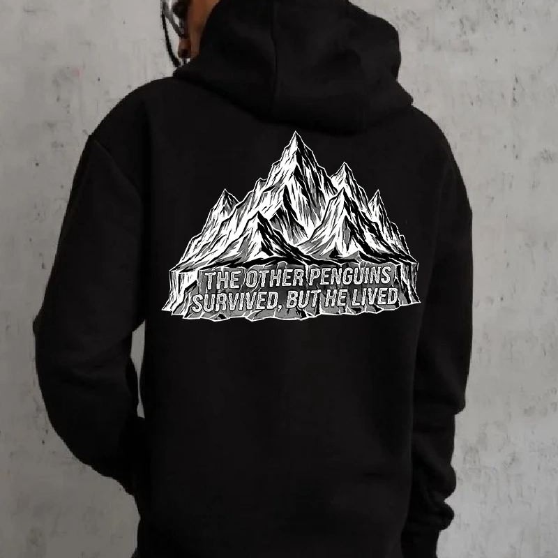 Erkek Nihilist Penguen Baskılı 3 İplik Pamuklu Kapüşonlu Sweatshirt Hoodie Siyah Erkek Nihilist Penguen Baskılı 3 İplik Pamuklu Kapüşonlu Sweatshirt Hoodie Siyah
