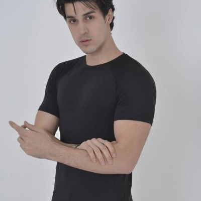 Erkek Omuz Fileli T-Shirt Kısa Kol Bisiklet Yaka Slimfit Tişört - Siyah Erkek Omuz Fileli T-Shirt Kısa Kol Bisiklet Yaka Slimfit Tişört - Siyah