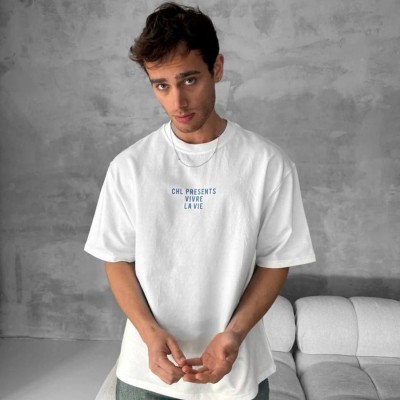 Erkek Ön ve Arka Baskılı T-Shirt Kısa Kol Bisiklet Yaka Regular Fit Tişört - Beyaz Erkek Ön ve Arka Baskılı T-Shirt Kısa Kol Bisiklet Yaka Regular Fit Tişört - Beyaz