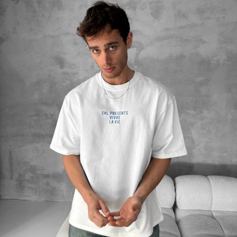 Erkek Ön ve Arka Baskılı T-Shirt Kısa Kol Bisiklet Yaka Regular Fit Tişört - Beyaz Erkek Ön ve Arka Baskılı T-Shirt Kısa Kol Bisiklet Yaka Regular Fit Tişört - Beyaz