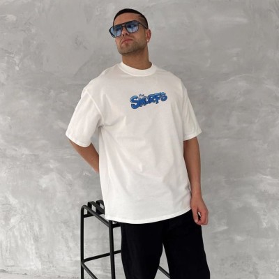 Erkek Ön ve Arka Baskılı T-Shirt Kısa Kol Bisiklet Yaka Regular Fit Tişört - Beyaz Erkek Ön ve Arka Baskılı T-Shirt Kısa Kol Bisiklet Yaka Regular Fit Tişört - Beyaz