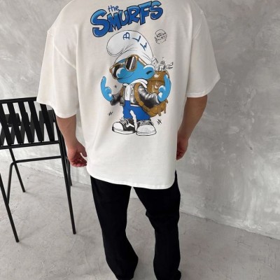 Erkek Ön ve Arka Baskılı T-Shirt Kısa Kol Bisiklet Yaka Regular Fit Tişört - Beyaz Erkek Ön ve Arka Baskılı T-Shirt Kısa Kol Bisiklet Yaka Regular Fit Tişört - Beyaz